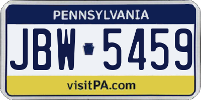 PA license plate JBW5459