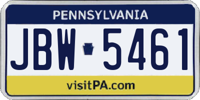 PA license plate JBW5461