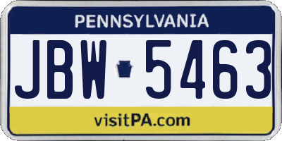 PA license plate JBW5463