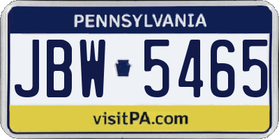 PA license plate JBW5465