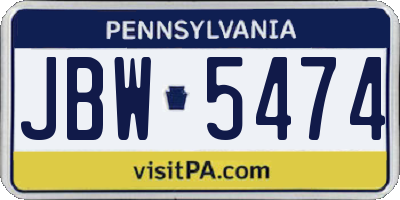 PA license plate JBW5474