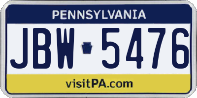 PA license plate JBW5476
