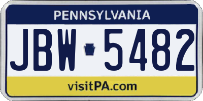 PA license plate JBW5482