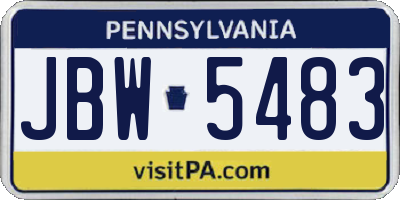 PA license plate JBW5483