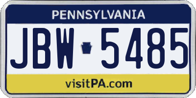 PA license plate JBW5485