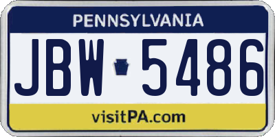 PA license plate JBW5486