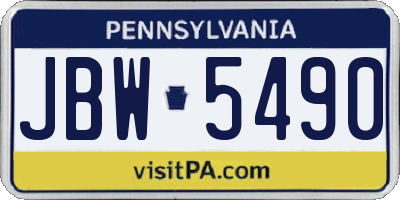 PA license plate JBW5490