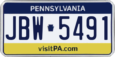 PA license plate JBW5491