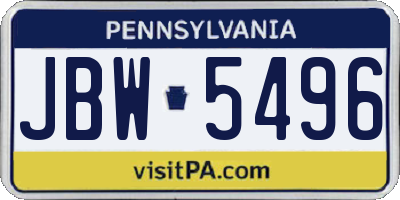 PA license plate JBW5496