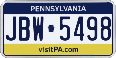 PA license plate JBW5498