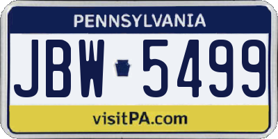 PA license plate JBW5499
