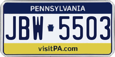 PA license plate JBW5503