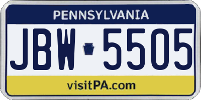 PA license plate JBW5505