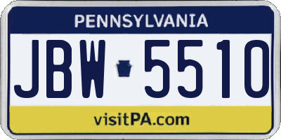 PA license plate JBW5510