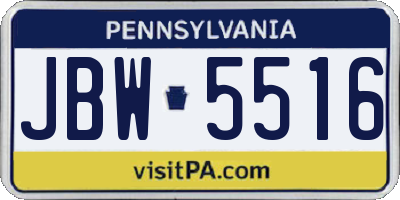 PA license plate JBW5516