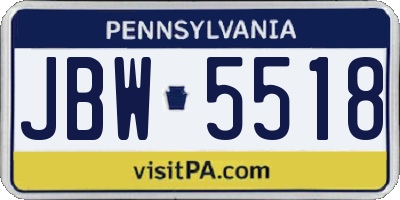 PA license plate JBW5518