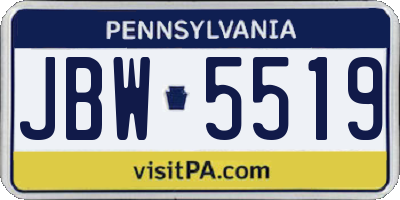 PA license plate JBW5519