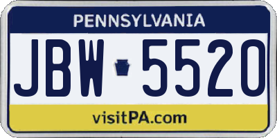 PA license plate JBW5520