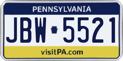 PA license plate JBW5521