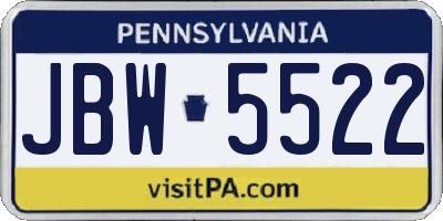 PA license plate JBW5522