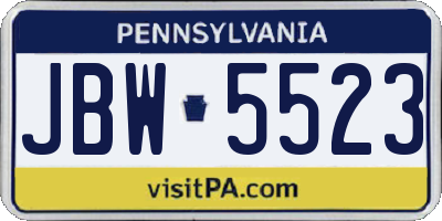 PA license plate JBW5523