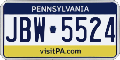 PA license plate JBW5524