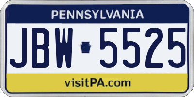 PA license plate JBW5525