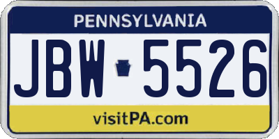 PA license plate JBW5526