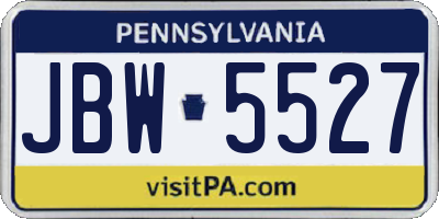 PA license plate JBW5527