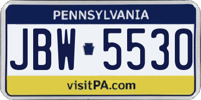 PA license plate JBW5530