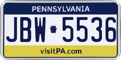 PA license plate JBW5536