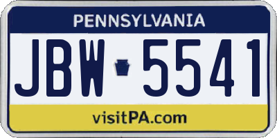 PA license plate JBW5541