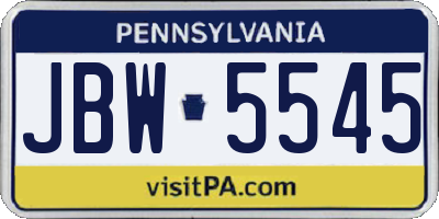 PA license plate JBW5545