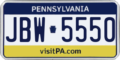 PA license plate JBW5550