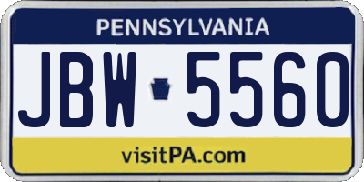 PA license plate JBW5560