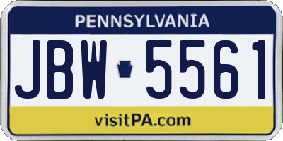 PA license plate JBW5561
