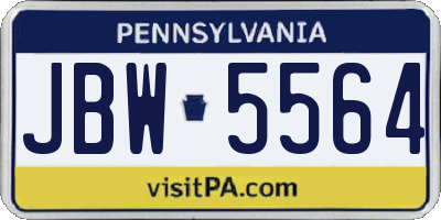 PA license plate JBW5564