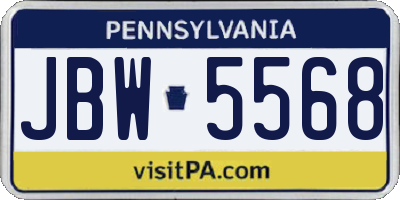 PA license plate JBW5568