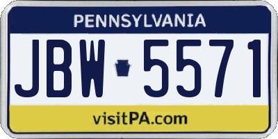 PA license plate JBW5571