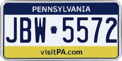 PA license plate JBW5572