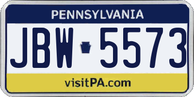 PA license plate JBW5573