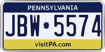 PA license plate JBW5574