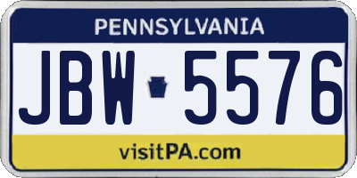 PA license plate JBW5576