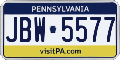 PA license plate JBW5577