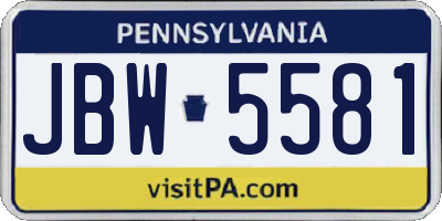PA license plate JBW5581