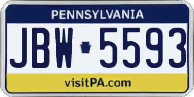 PA license plate JBW5593
