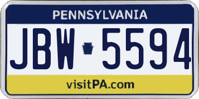 PA license plate JBW5594