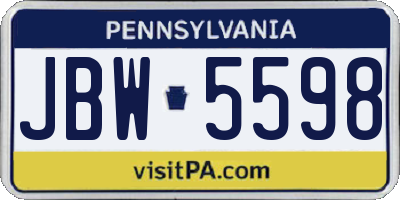 PA license plate JBW5598