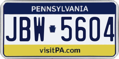 PA license plate JBW5604