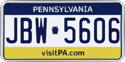 PA license plate JBW5606